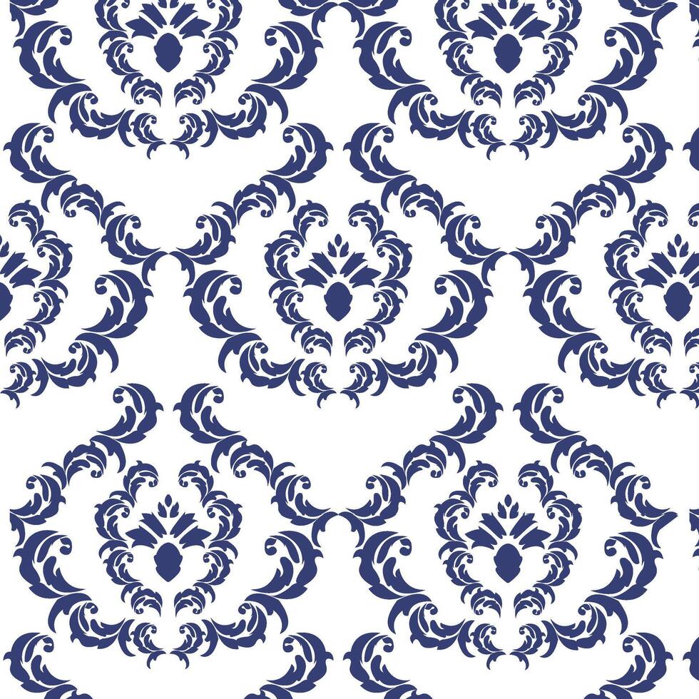 Blue and white damask pattern. Vintage, paisley elements. Traditional, Turkish motifs. Great for fabric and textile, wallpaper, packaging or any desired idea. vector