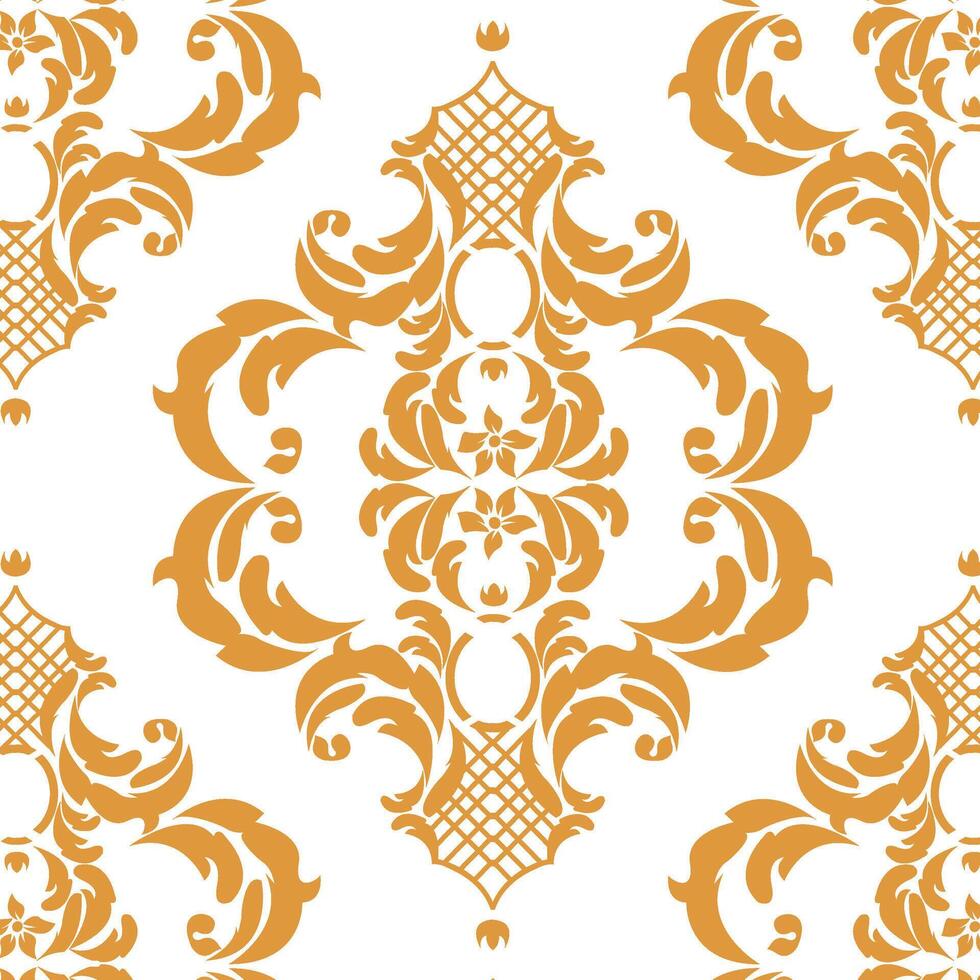 Damask texture. Fine traditional background with oriental elements. Wrapping floral foliage damask seamless wallpaper, leaves repeating foliage western drapery flower black white. vector