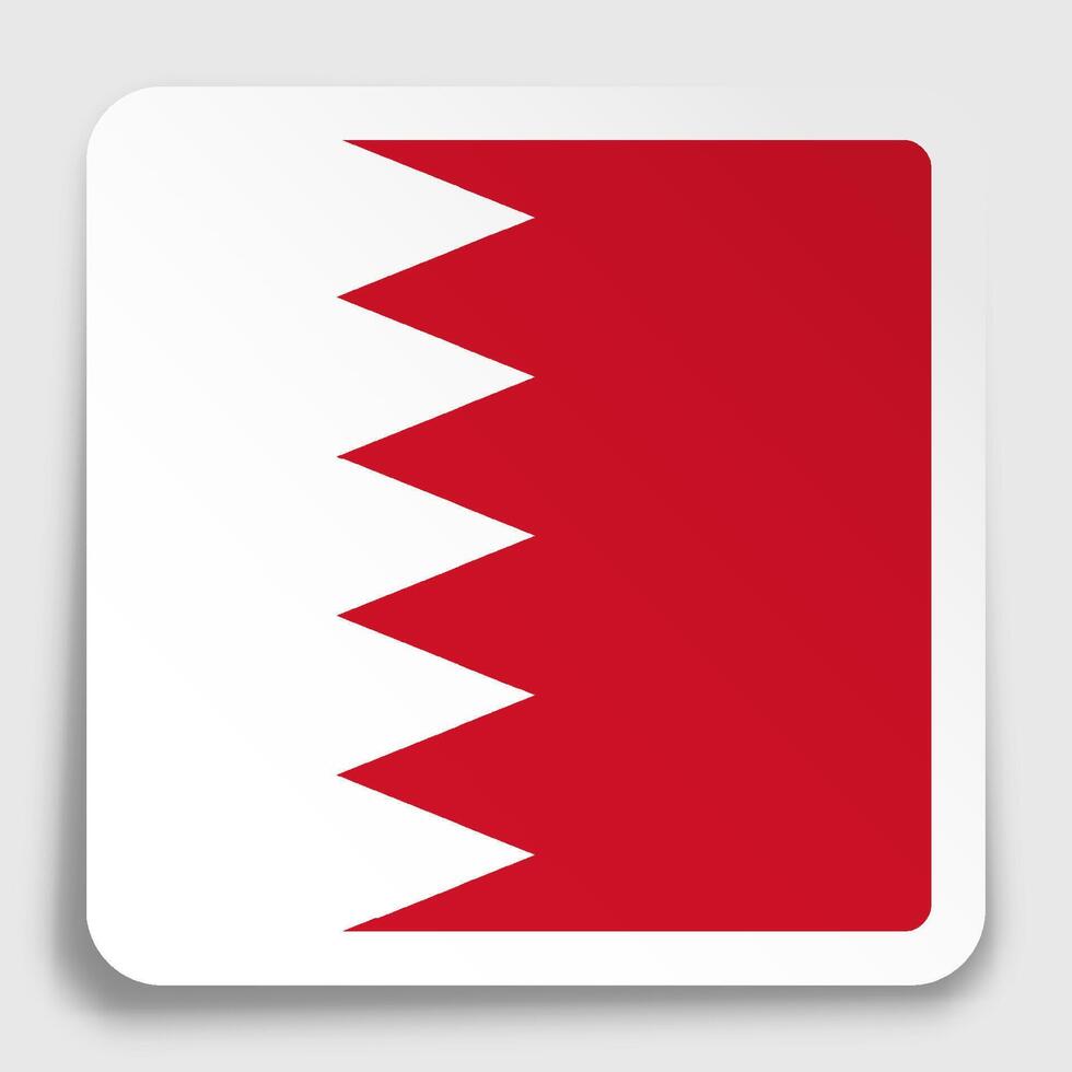 Bahrain flag icon on paper square sticker with shadow. Button for mobile application or web. image vector