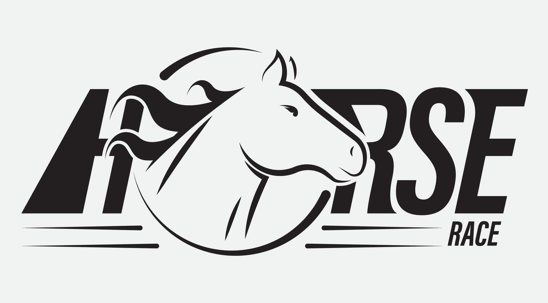 Silhouette of horse head on race. Emblem of horse racing competition. Simple black and white image isolated on white background vector