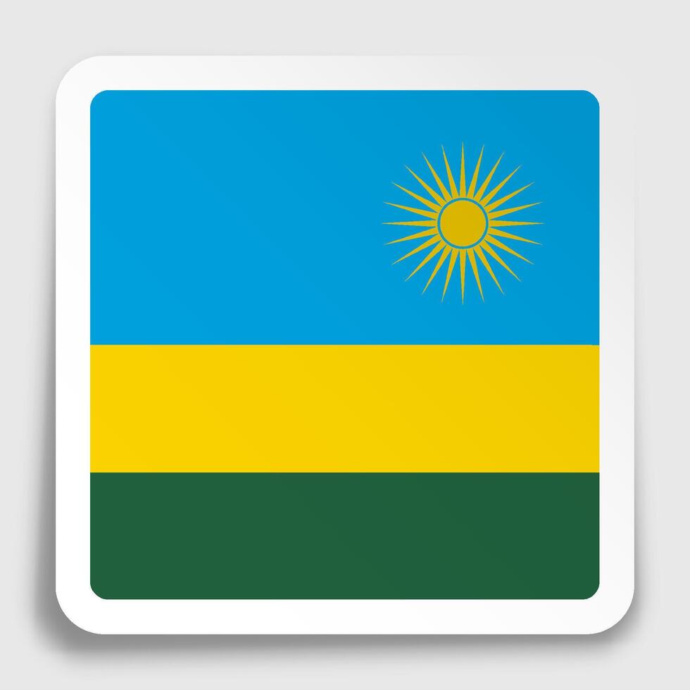 RWANDA flag icon on paper square sticker with shadow. Button for mobile application or web. image vector