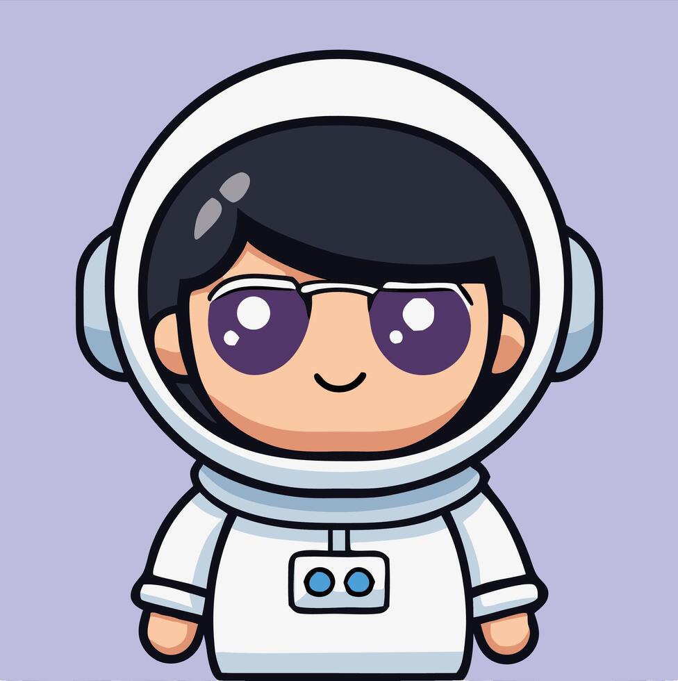 Cartoon Astronaut Character Wearing Glasses With Space Suit And Smile Design vector