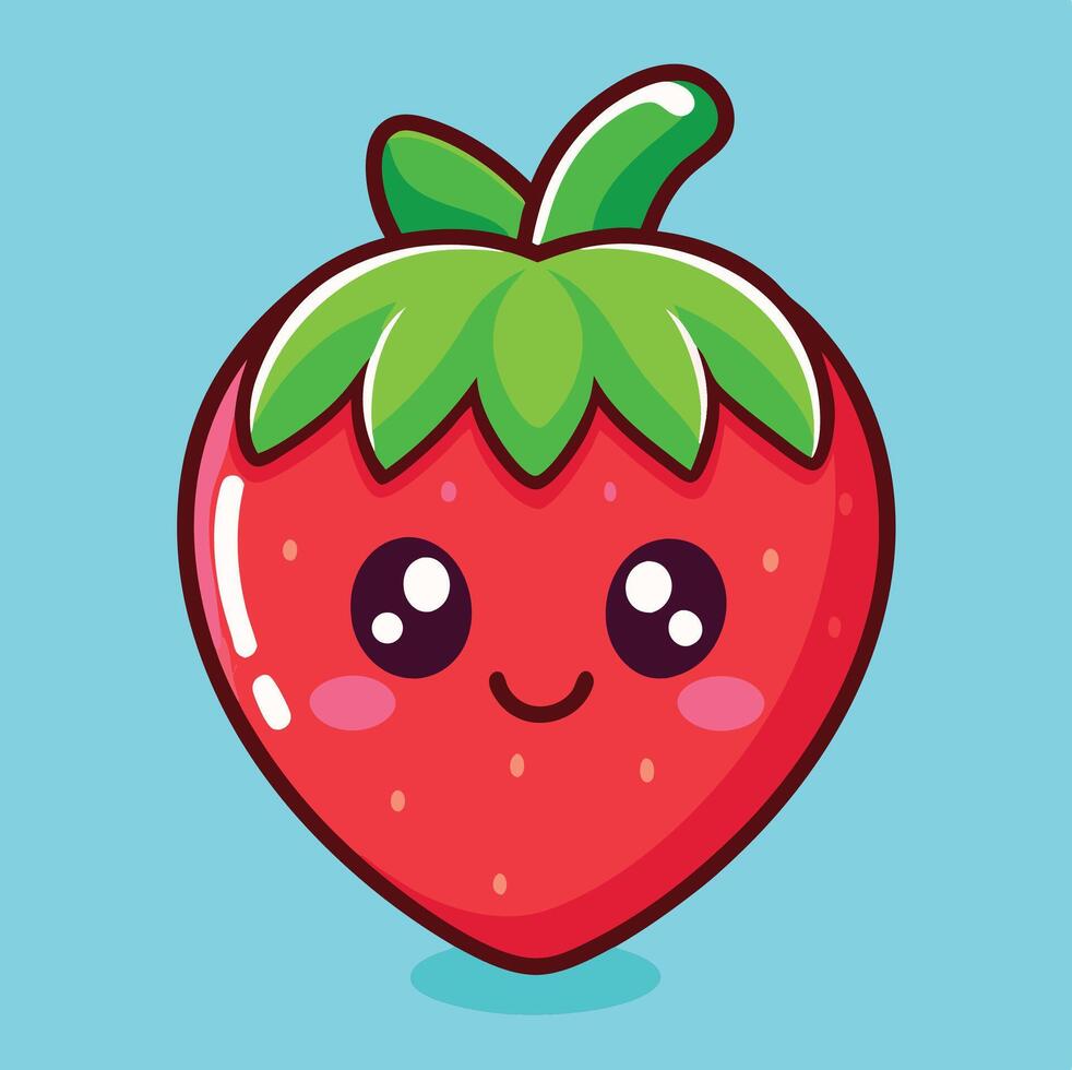 Cute Strawberry Cartoon Character Illustration For Kids Design Elements And Summer Vibes vector
