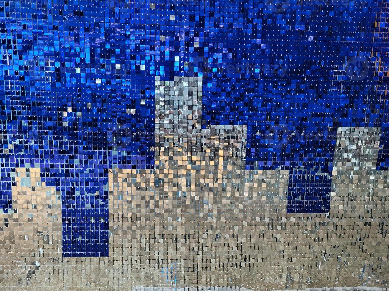 Abstract mosaic silver blue background. photo
