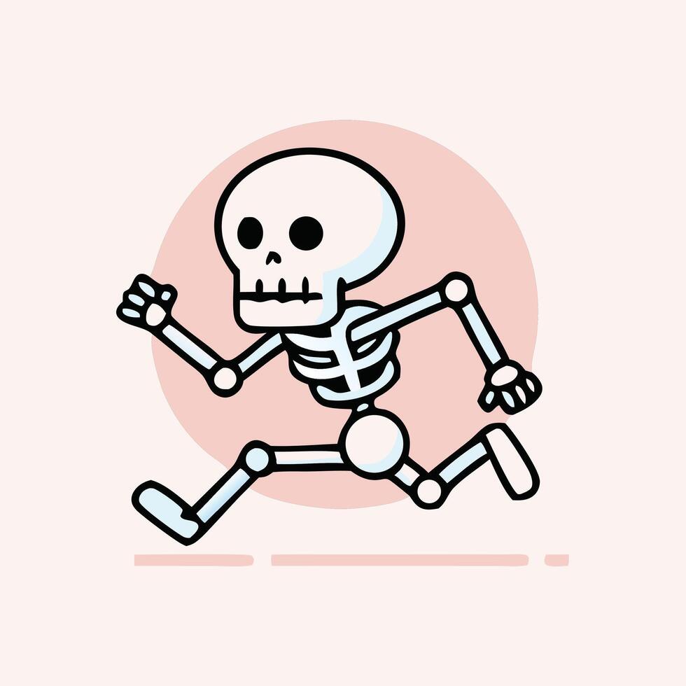 Cartoon Running Skeleton Illustration Isolated On Light Background For Halloween vector