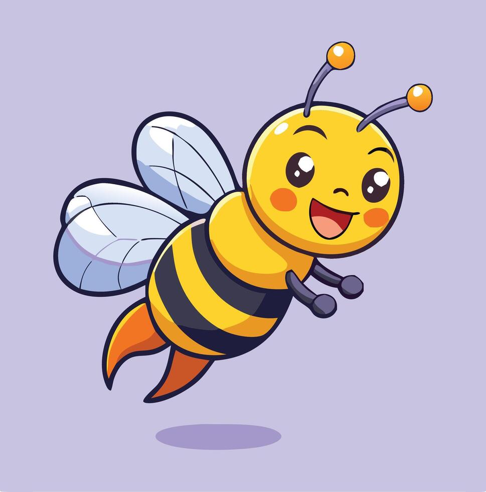 Cartoon Flying Bee Character Illustration For Childrens Book Or Design Elements vector