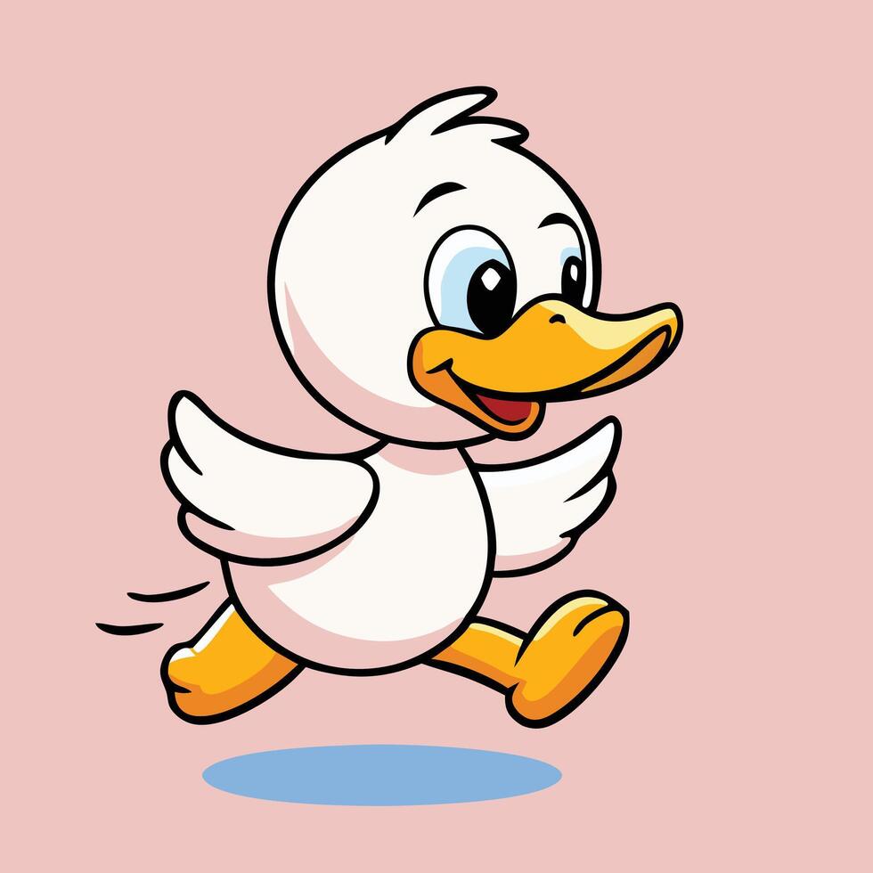 Cartoon Duck Running Illustration Animated Character Design For Kids vector