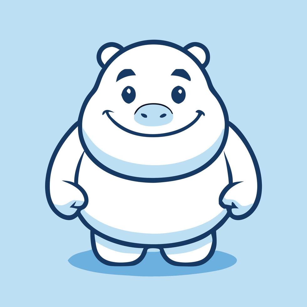 Cute Cartoon Polar Bear Standing With Smiling Face On Light Blue Background vector