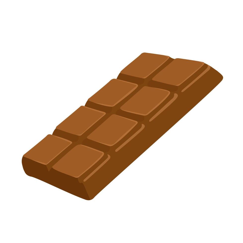 Cute cartoon chocolate bar with simple square segments. Sweet flat dessert illustration. vector