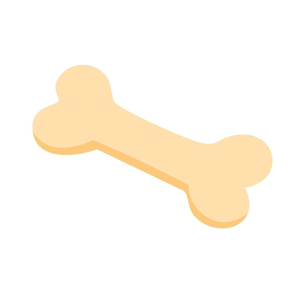 Cute pale yellow bone for dogs. Flat cartoon style pet treat isolated clipart. vector