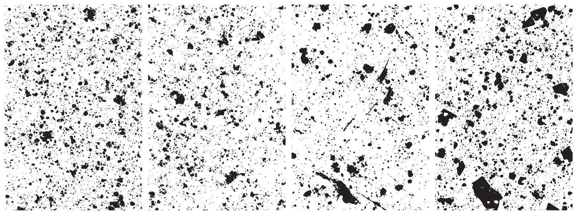 Grunge Ink Splatter Texture Set, Abstract Paint Drops and Dirty Overlay Backgrounds vector