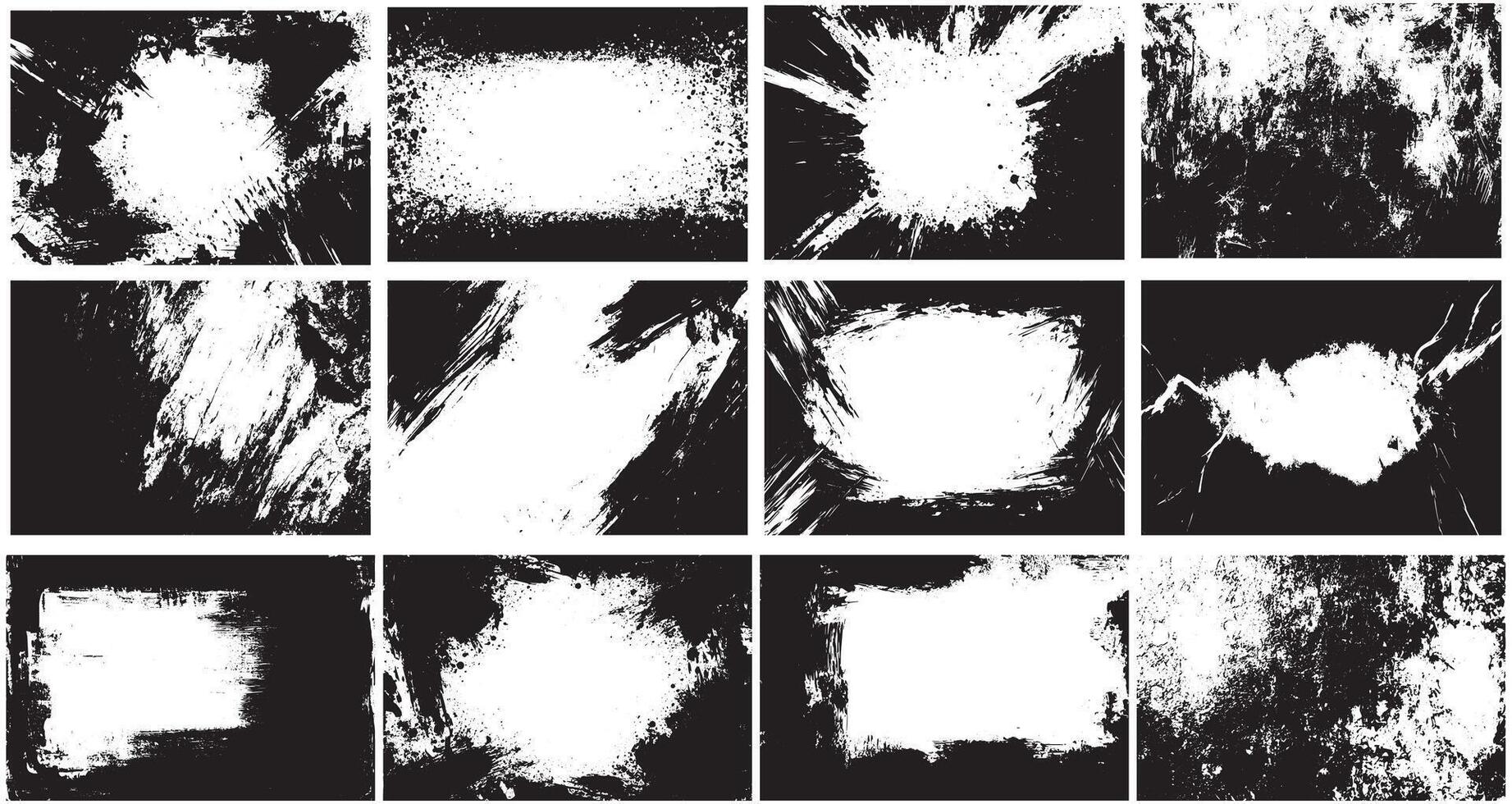 Abstract Grunge Brush Strokes and Ink Splatters for Creative Backgrounds vector
