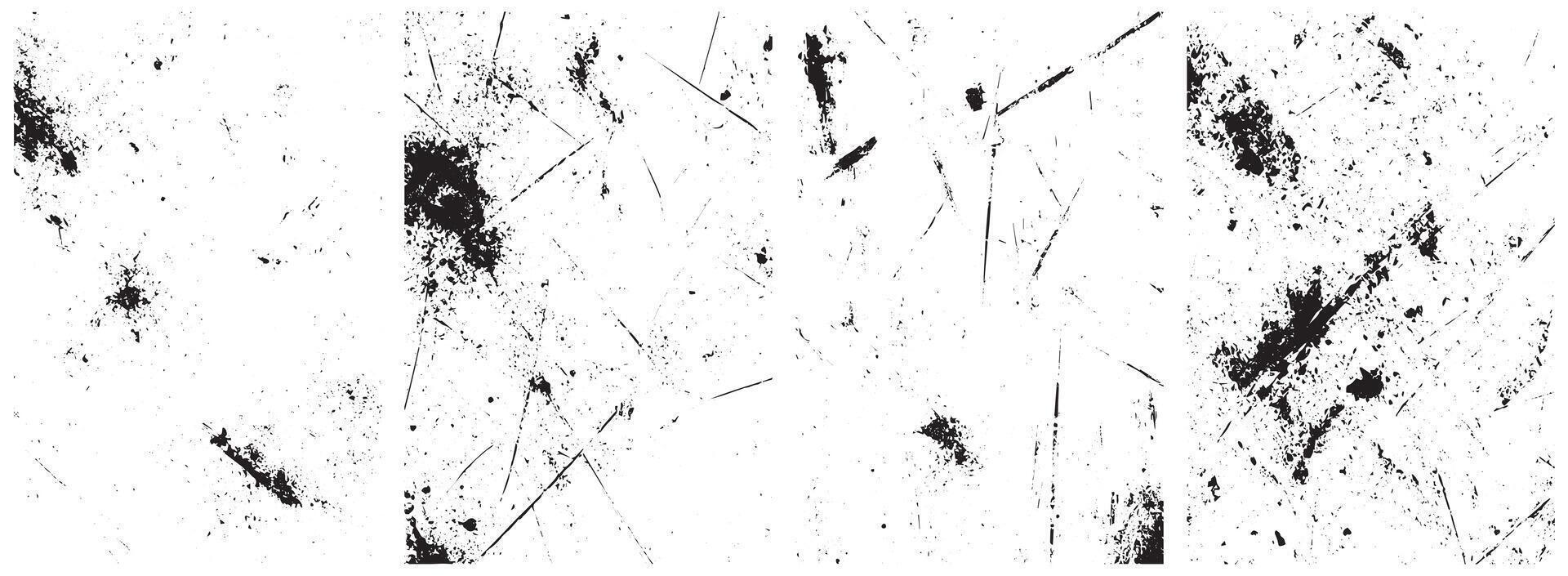 Distressed Grunge Texture Overlay, Scratched and Splattered Abstract Background Set vector