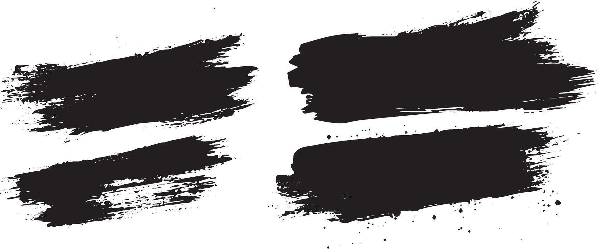 Grunge Black Brush Stroke Set, Abstract Paint Textures for Graphic Design and Backgrounds vector