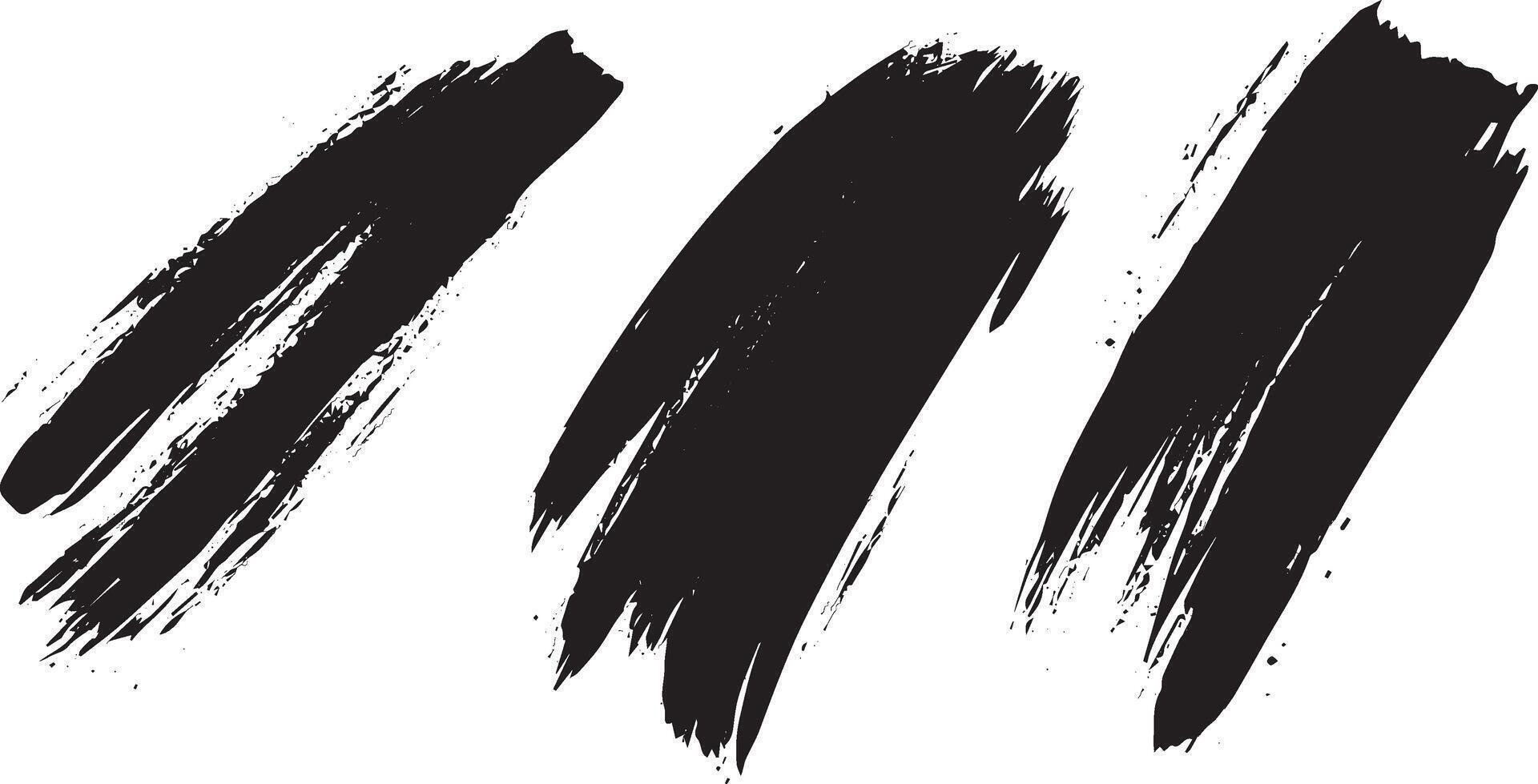 Black Grunge Brush Strokes, Abstract Ink Texture Elements for Graphic Design vector