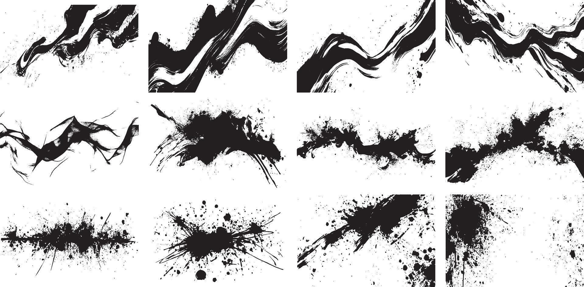 Dynamic Ink Brush Strokes and Splatters for Creative Backgrounds and Designs vector
