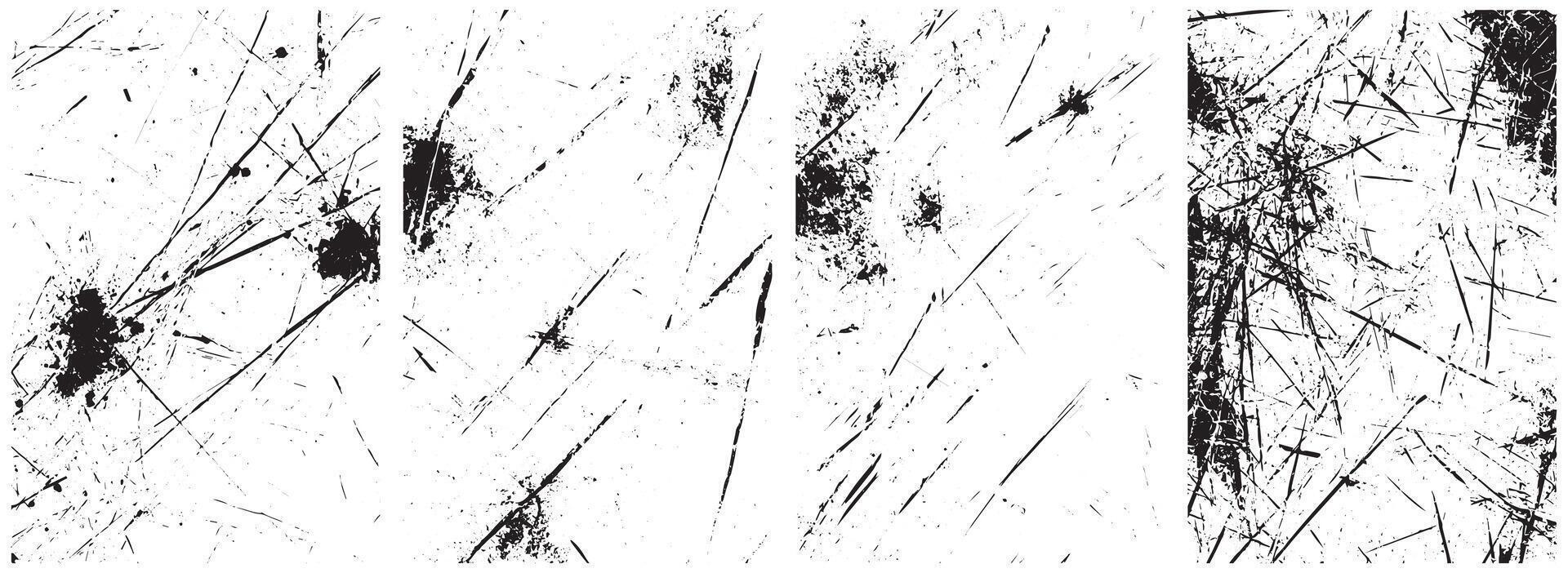 Abstract Scratch and Splatter Texture Set, Grunge Ink Lines and Distressed Urban Backgrounds vector