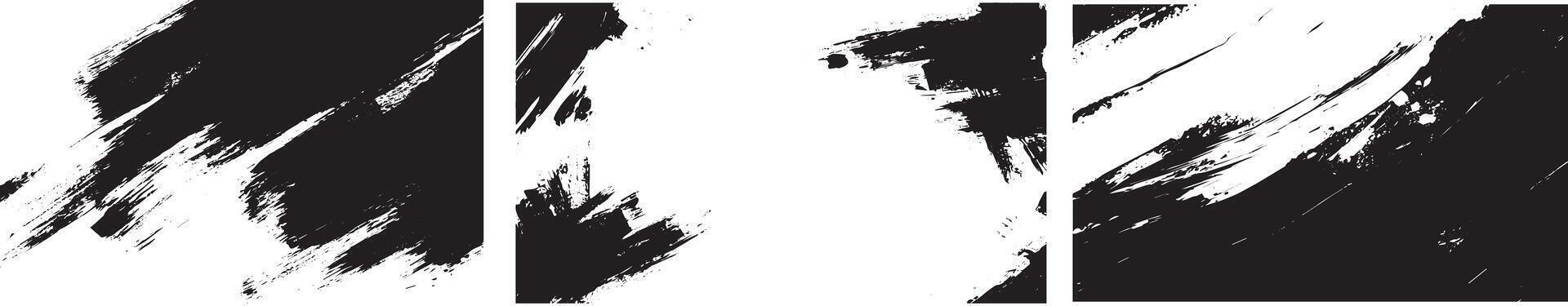Bold Grunge Brush Stroke Texture Set, Abstract Black Paint Splatter Ink Smears vector