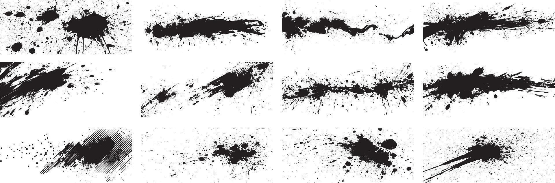 Dynamic Ink Splatter and Brush Stroke Collection for Creative Designs vector