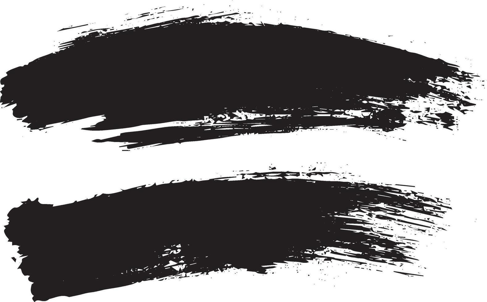 Black Grunge Brush Stroke Set, Horizontal Ink Texture Elements for Graphic Design vector