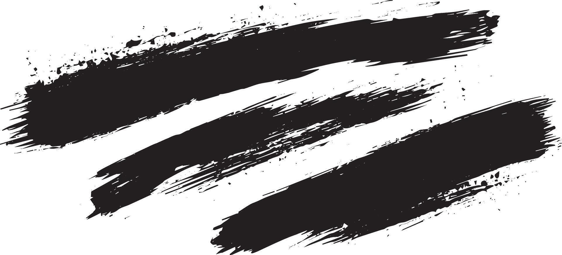 Grunge Black Brush Strokes with Ink Splatter, Abstract Paint Smears for Graphic Design vector