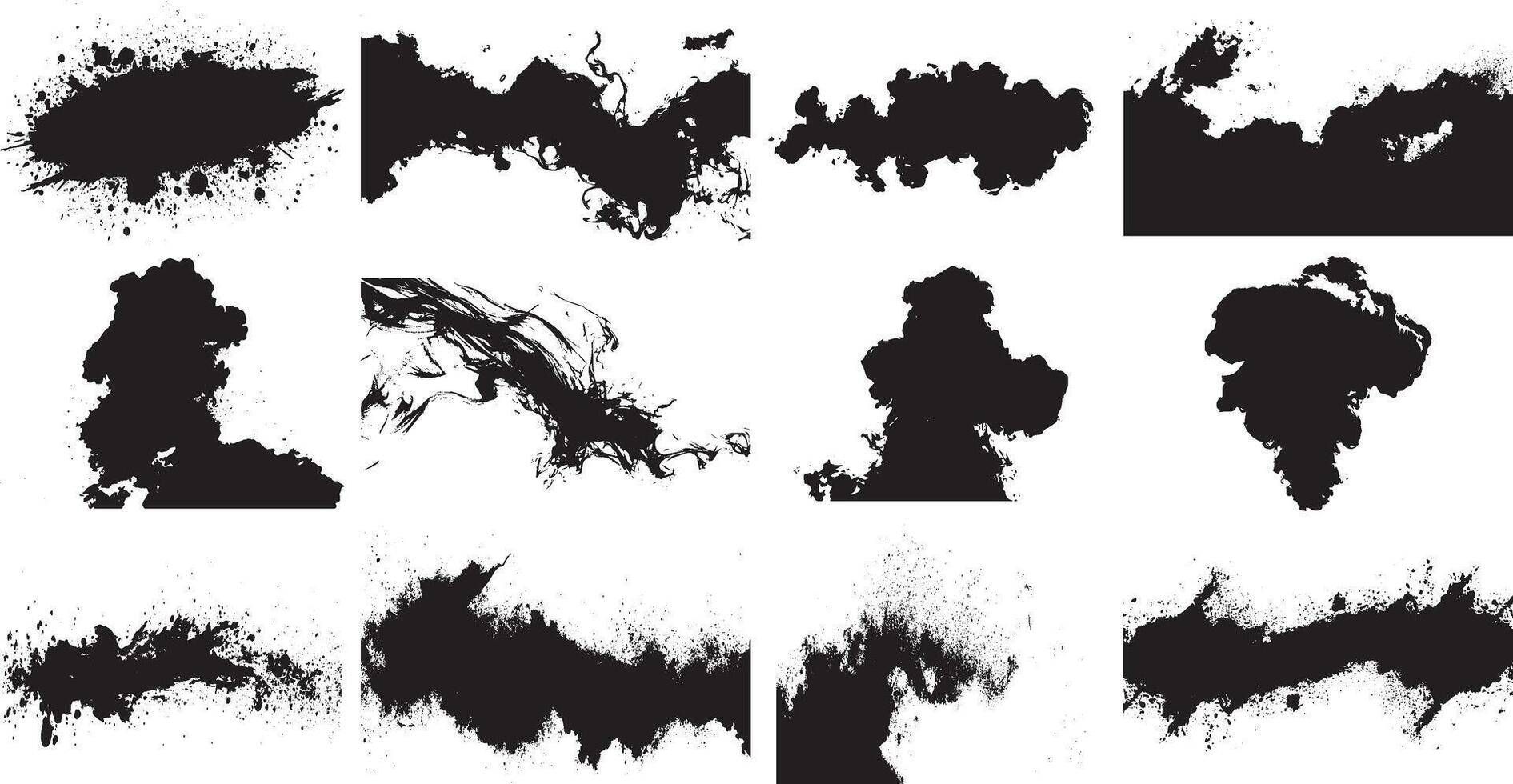 Abstract Ink Splatter and Flowing Ink Textures for Creative Designs vector