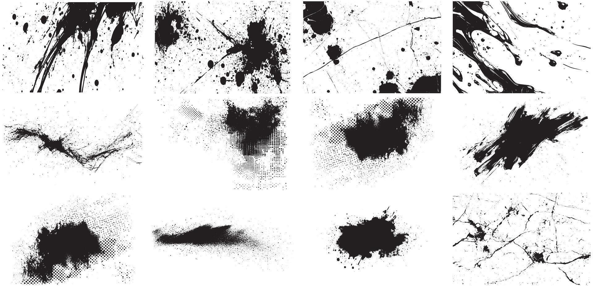 Dynamic Ink Splatters, Fluid Paint Strokes, and Dot Textures for Creative Designs vector