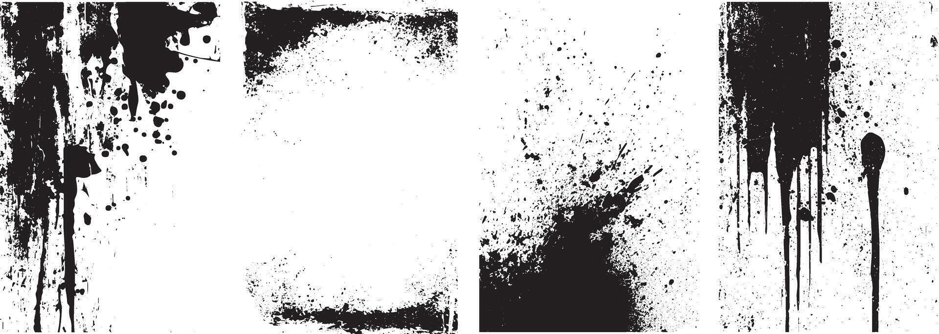 Grunge Dripping Ink Splatter and Distressed Texture Set, Urban Grunge Overlay Elements vector