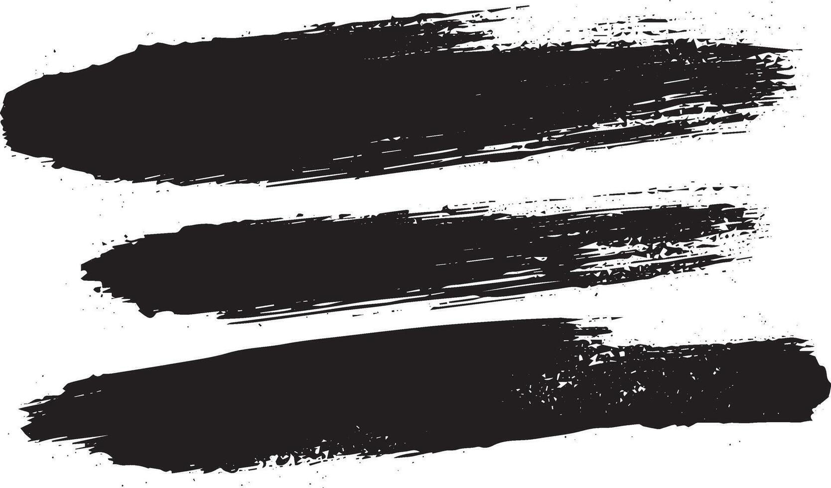 Grunge Horizontal Black Brush Strokes with Splatter Texture, Abstract Paint Smears for Graphic Design vector