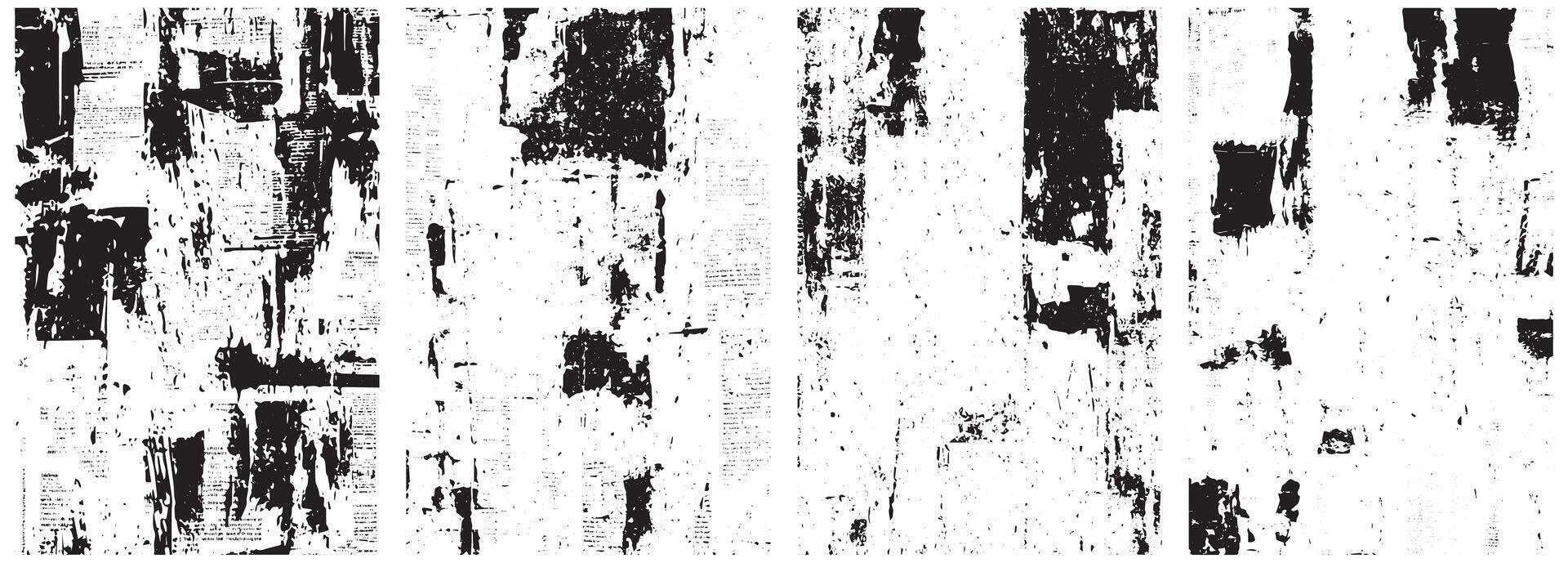 Grunge Torn Newspaper Texture Pack, Vintage Photocopy and Urban Collage Overlays for Retro Art and Design vector