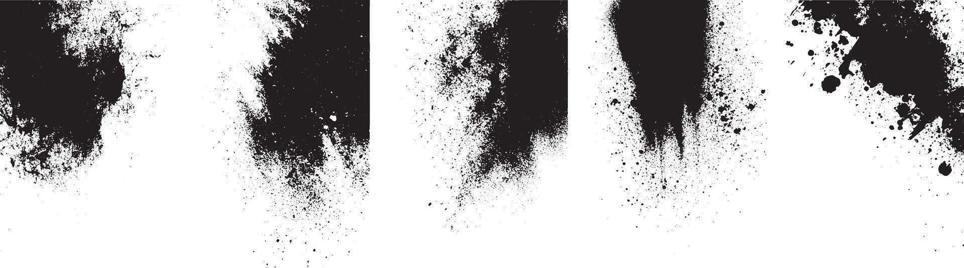 Grunge Ink Splatter and Drip Textures, Abstract Black Paint Splash Elements Set vector