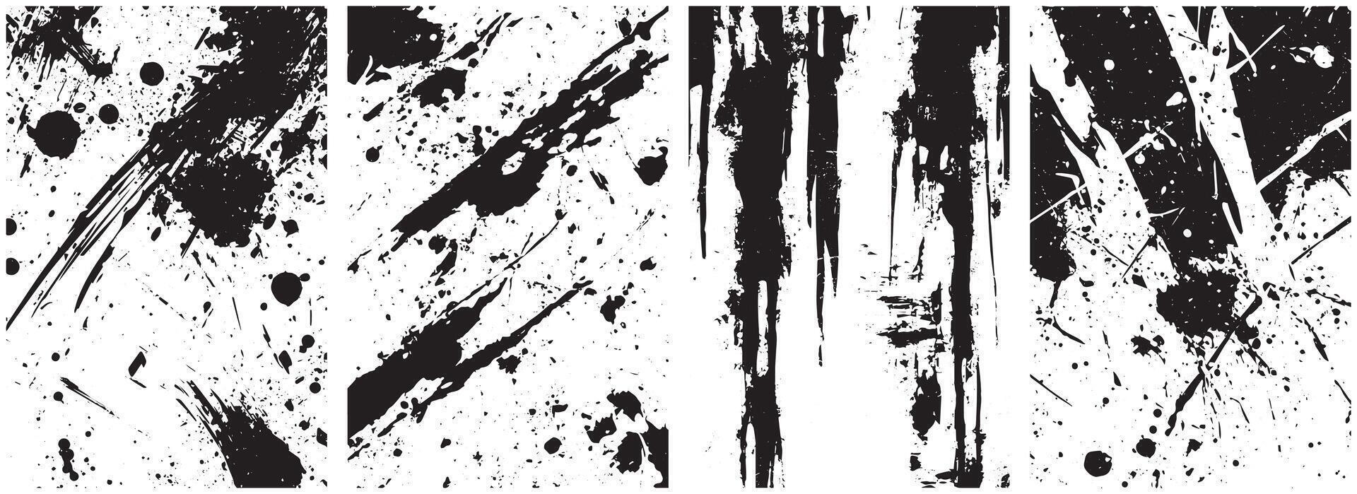 Grunge Ink Splatter and Drip Texture Pack, High Contrast Abstract Paint Splash Overlays for Artistic Designs vector