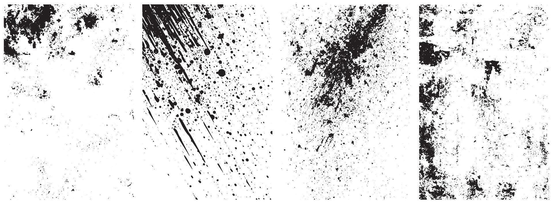 Grunge Splatter and Drip Texture Set, Abstract Ink Smudge and Distressed Overlay Collection vector