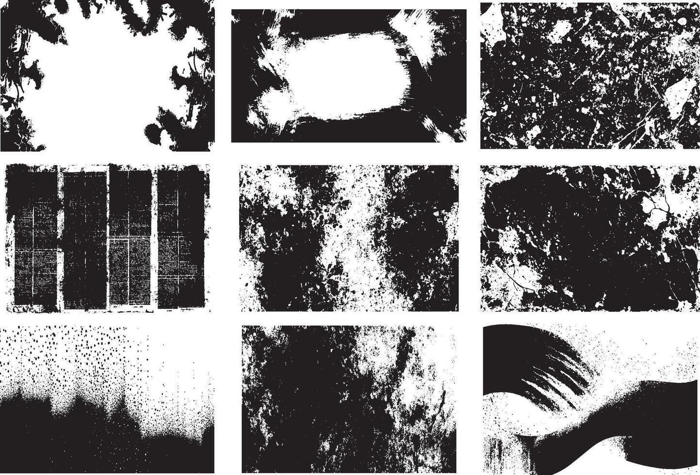 Grunge Ink Splatter and Brush Stroke Textures for Creative Backgrounds vector