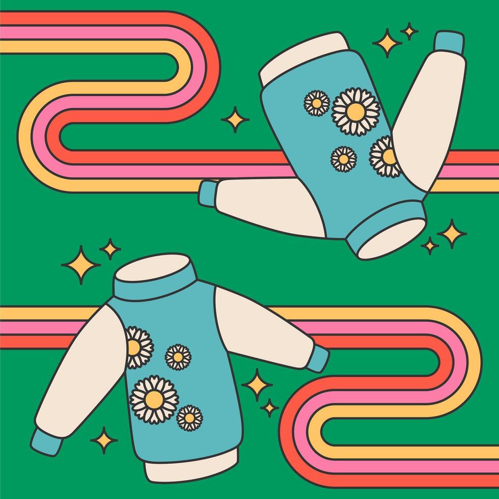 Retro 80s outfit colorful illustration vector