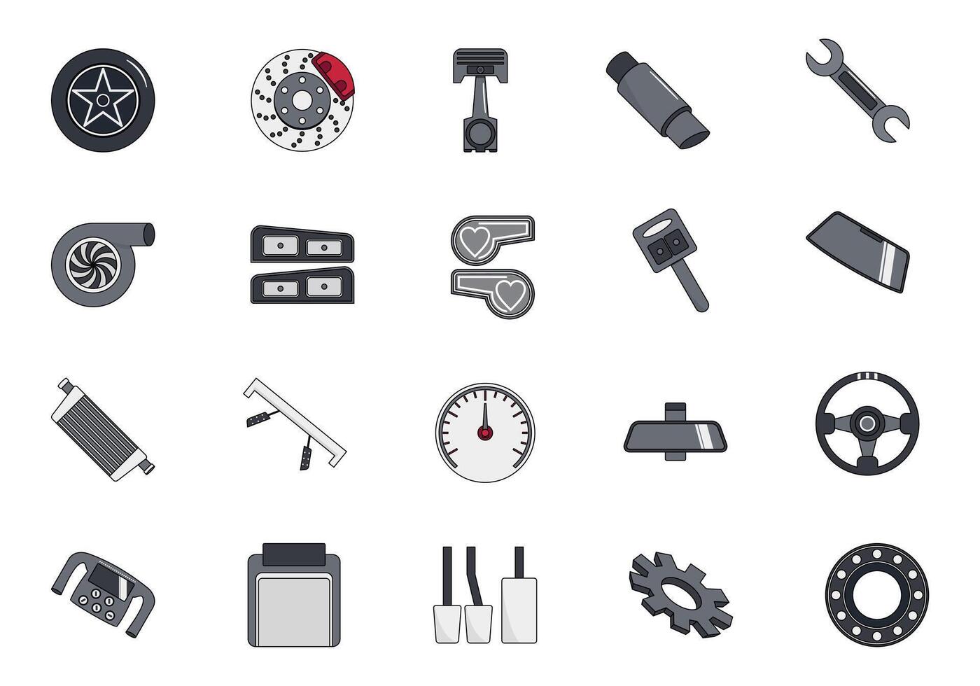 Spareparts Car Icon Element Set vector
