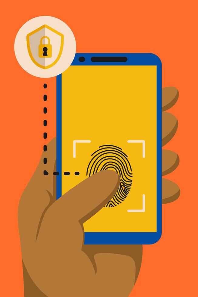 Cybersecurity Cybercrime Fingerprint Digital Illustration vector