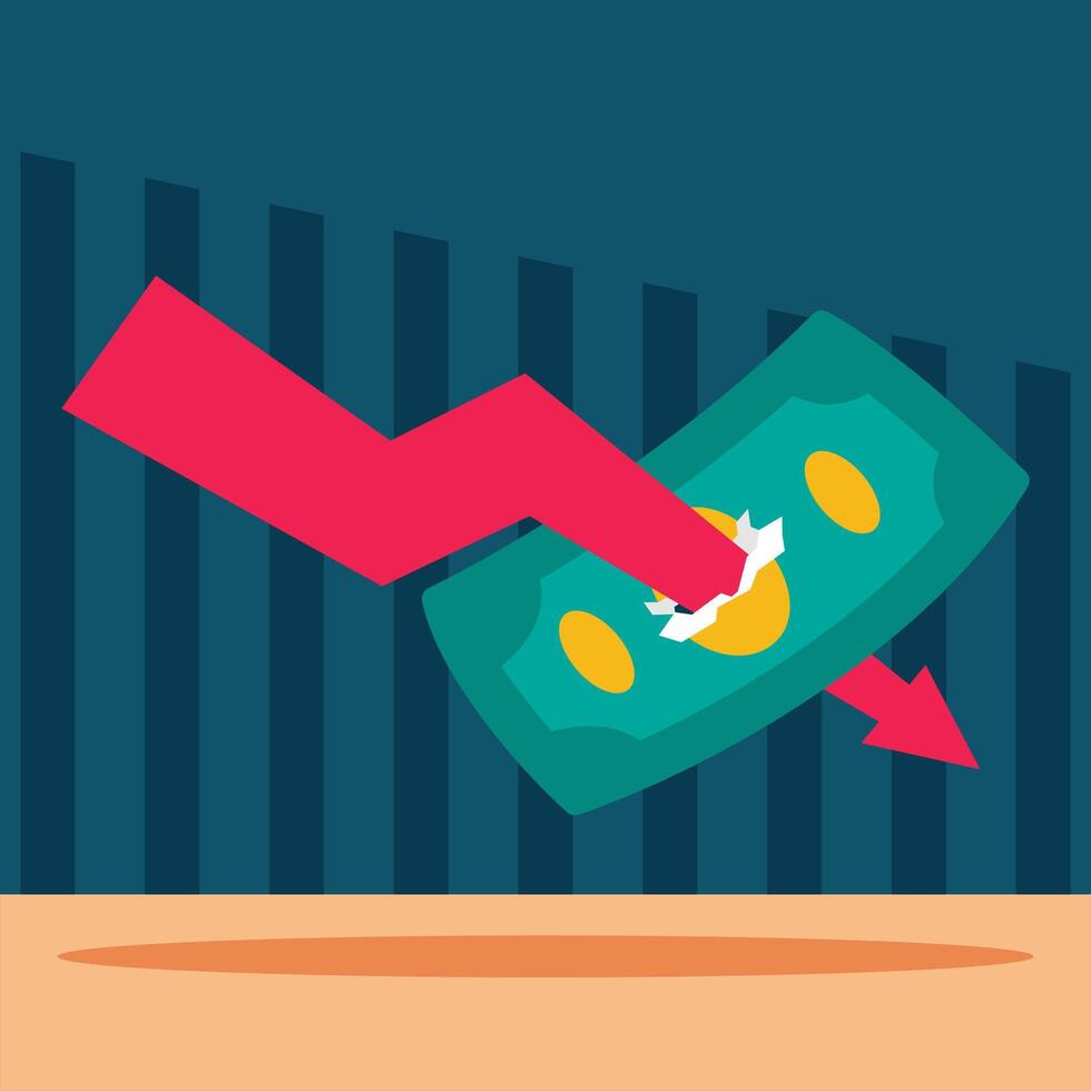 Stock market crash down graph vector