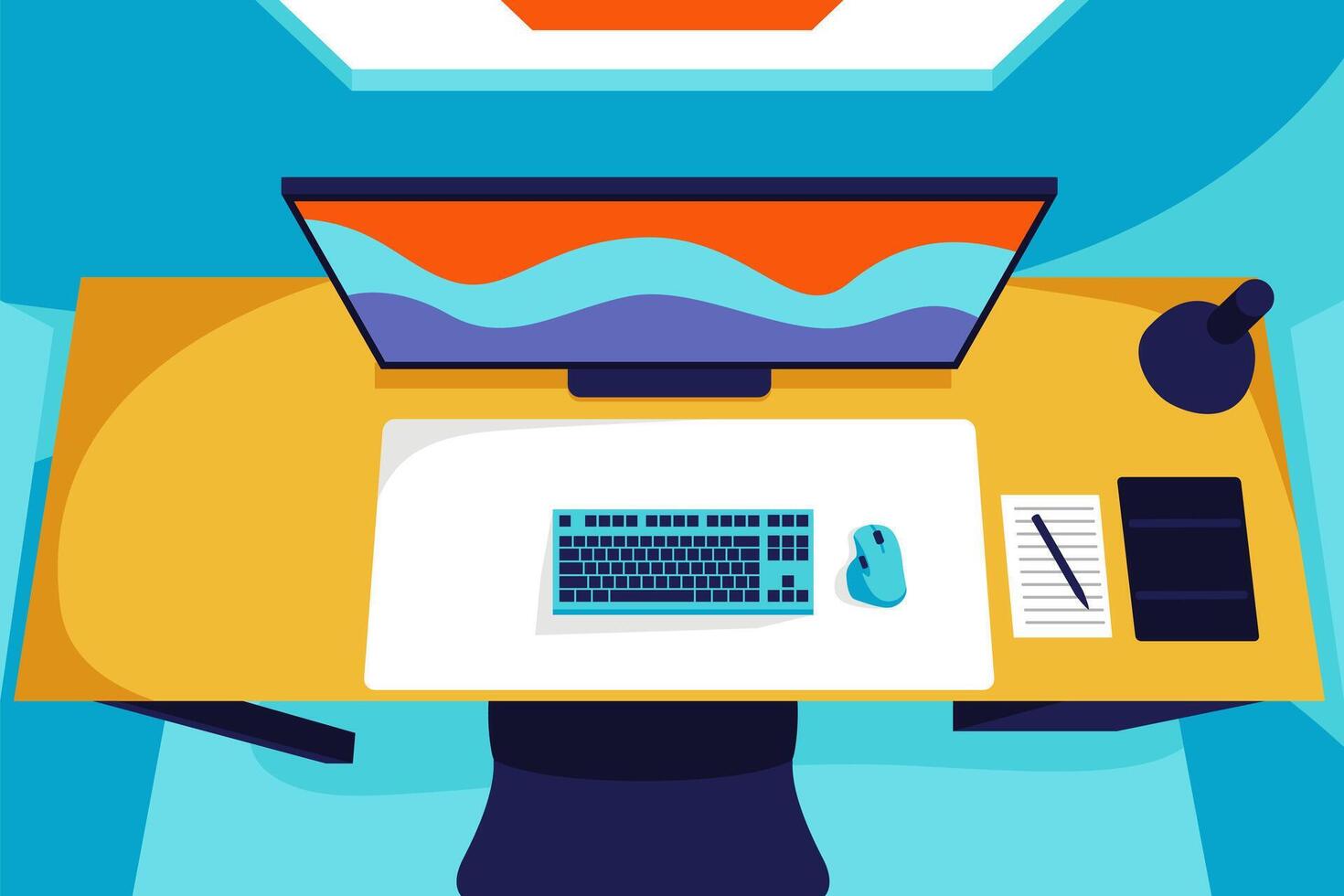 Office life setup desk workplace vector