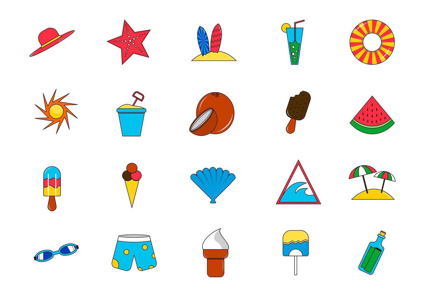 Summer Vibes Icon Element Set vector