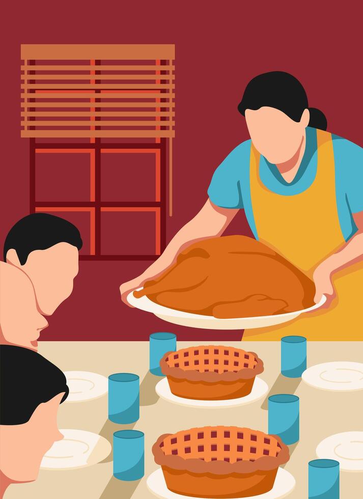 Thanksgiving Food Gather dish Illustration vector
