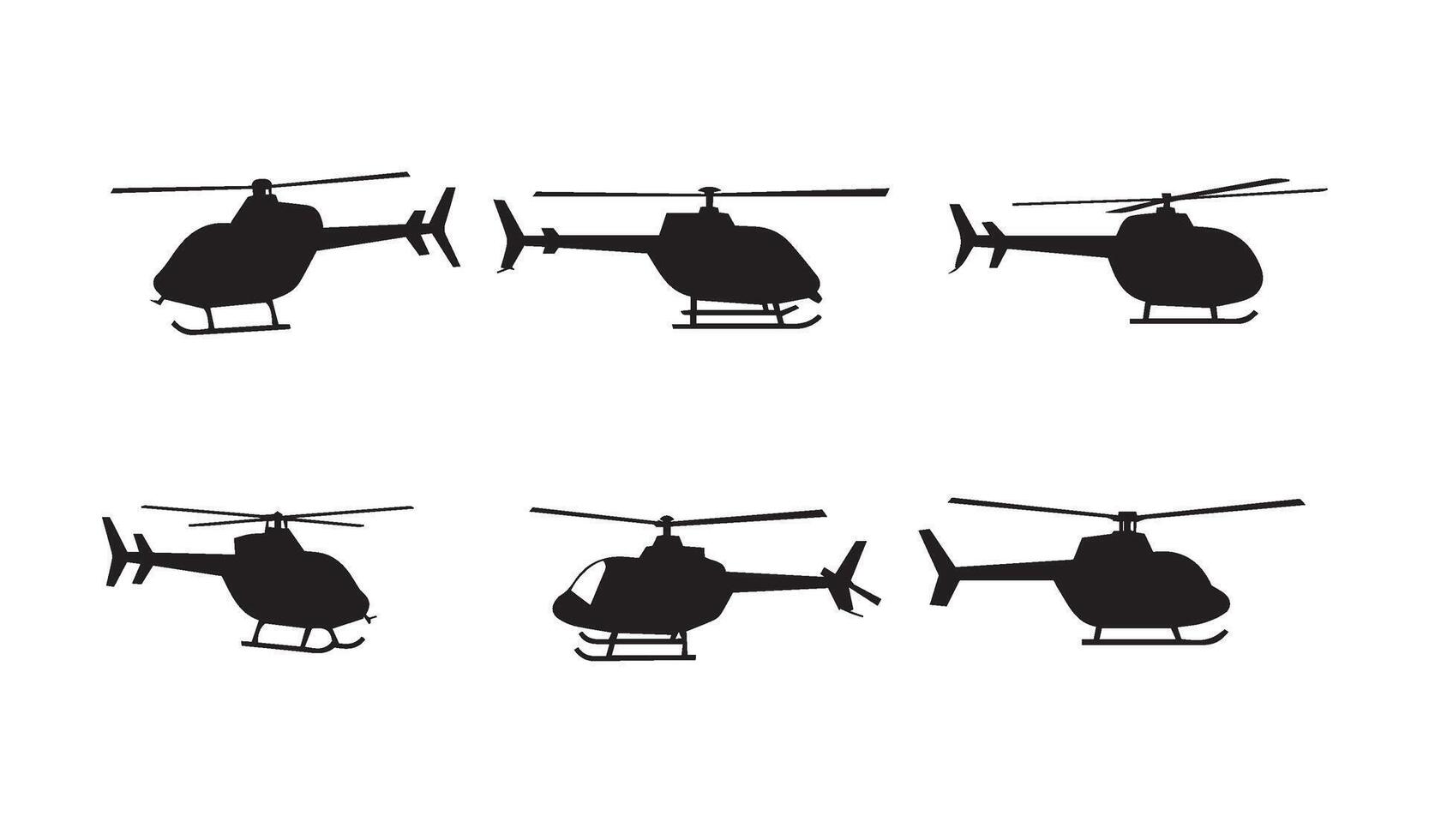 Sleek Helicopter Silhouettes Adding Elegance to Your Design Toolkit vector