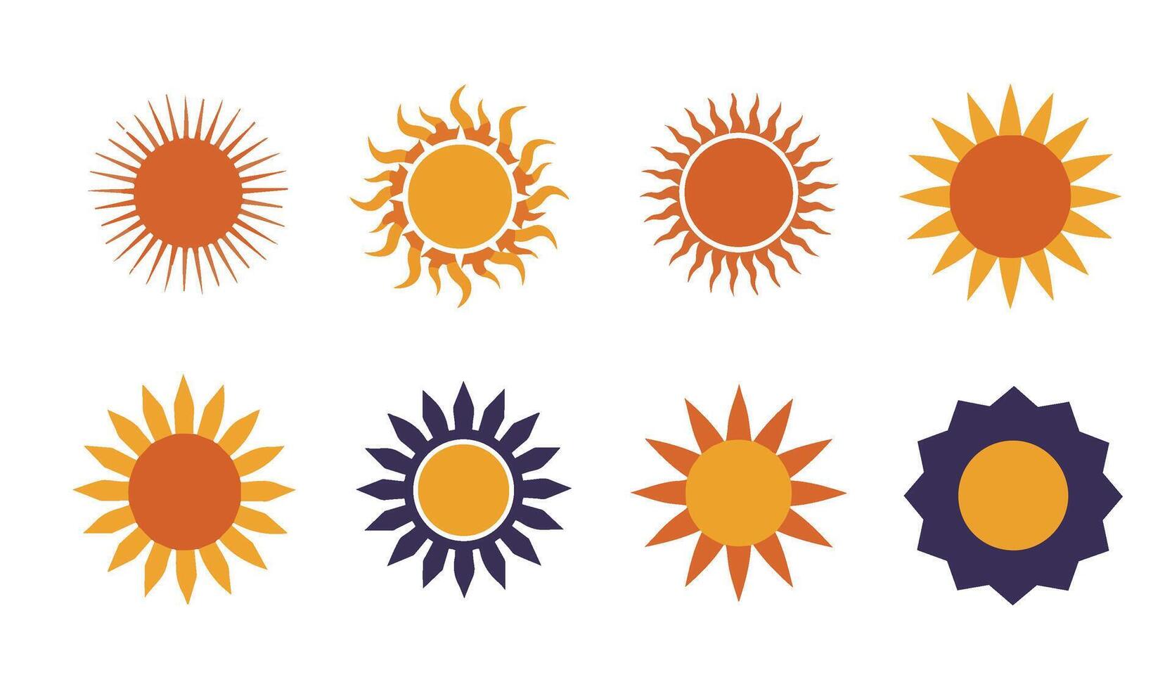 Versatile Sun Designs Ideal for Modern and Summer-Themed Artwork vector