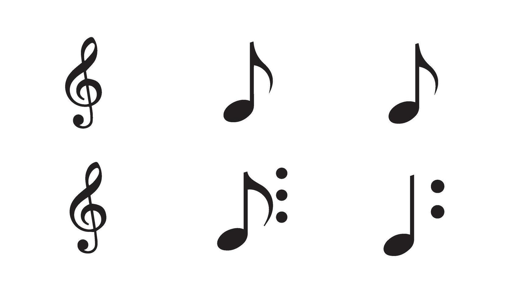 High-quality musical symbols bundle combining treble clefs and notes ideal for creative digital art and innovative design compositions vector