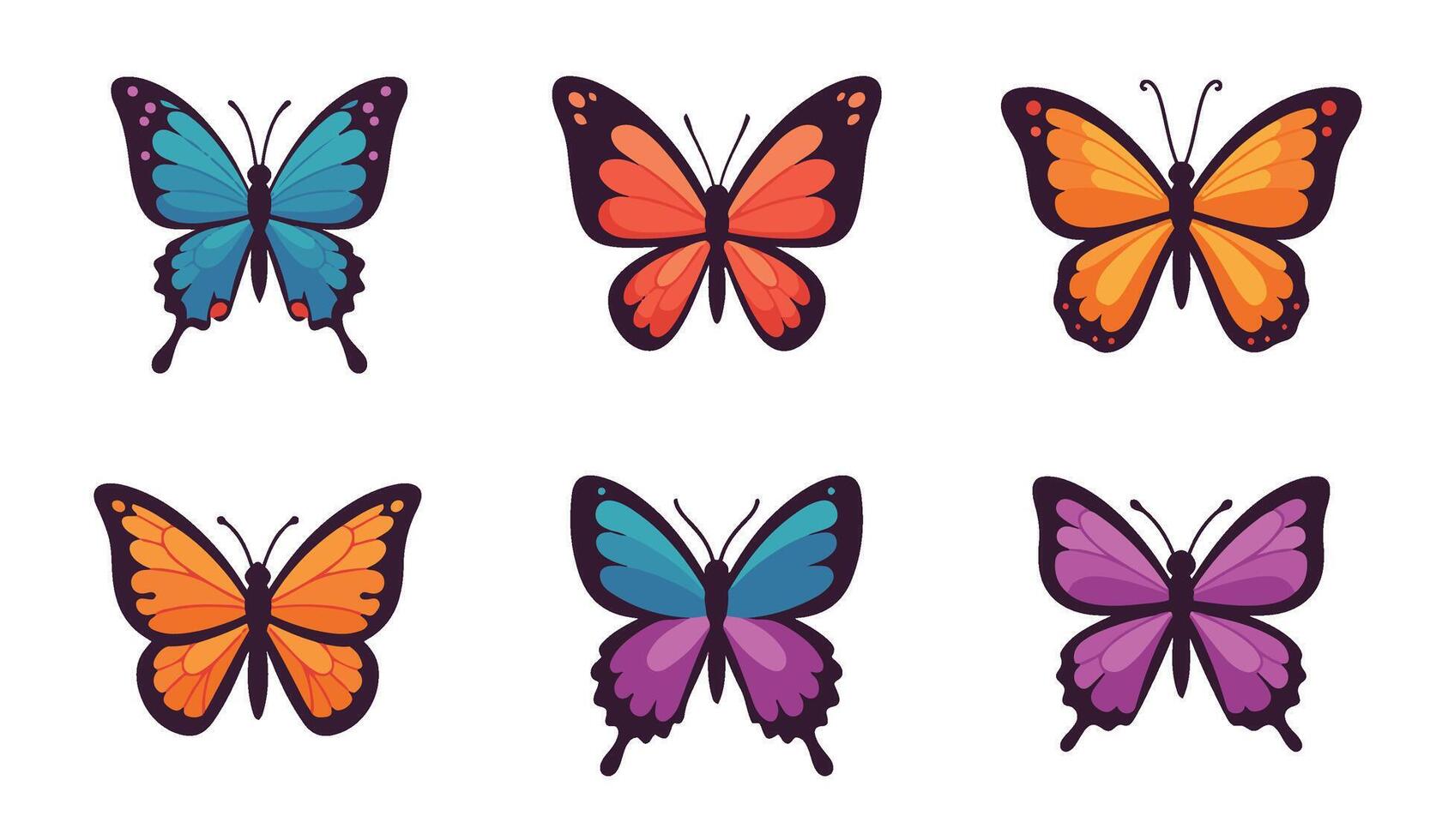 Beautiful colorful butterfly illustrations with detailed craftsmanship suited for a range of professional and personal design needs vector