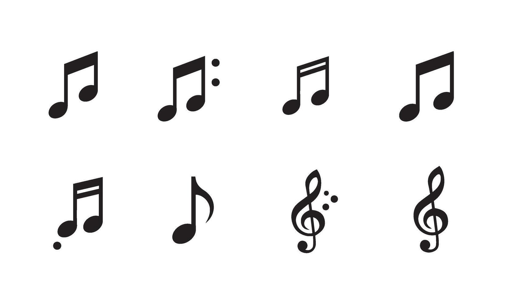 Creative musical symbols graphic set featuring intricate treble clefs and notes for enhancing artistic and professional design works vector