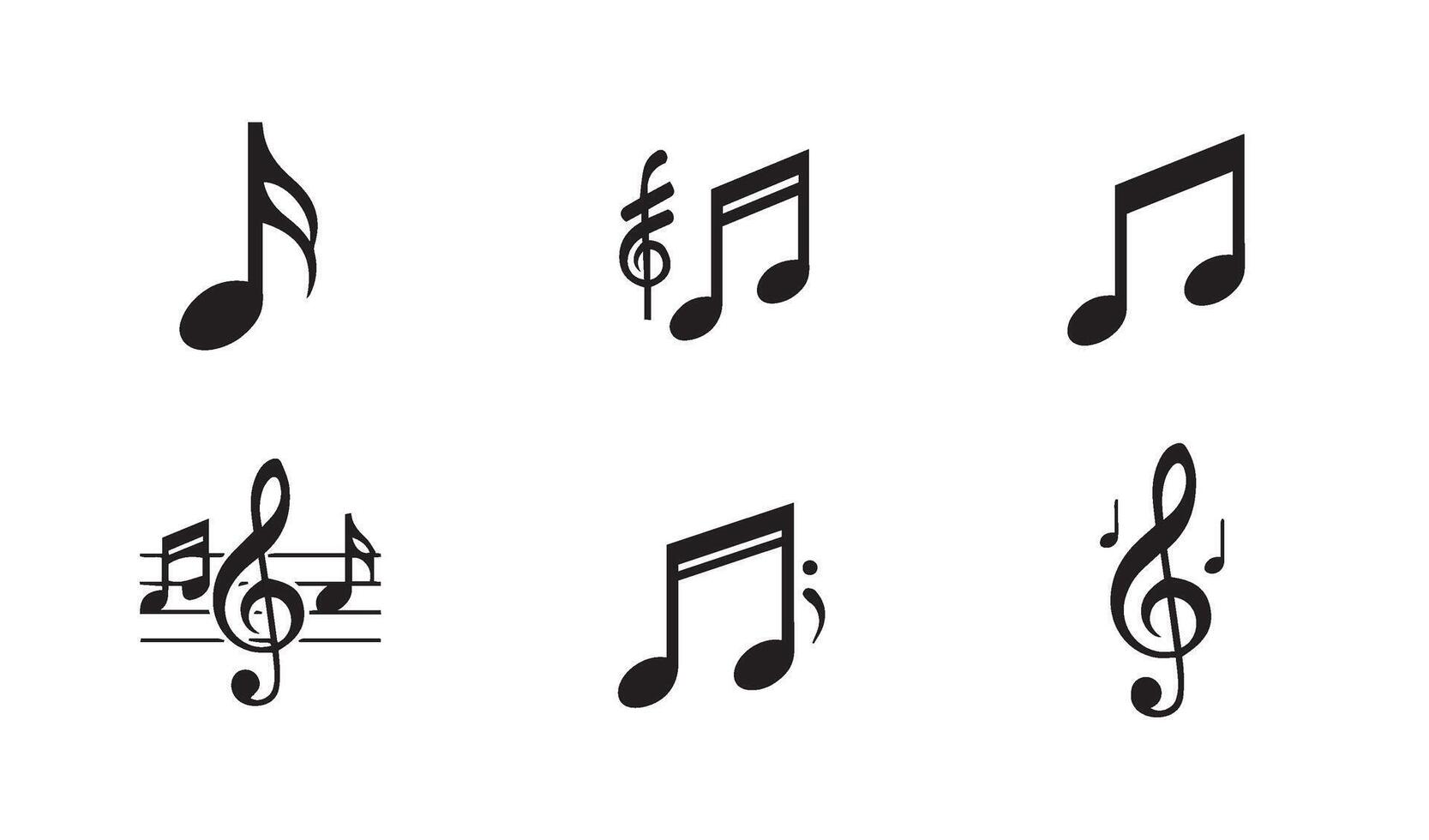 Elegant musical icons collection with unique treble clefs and notes suitable for diverse design needs and innovative artistic projects vector