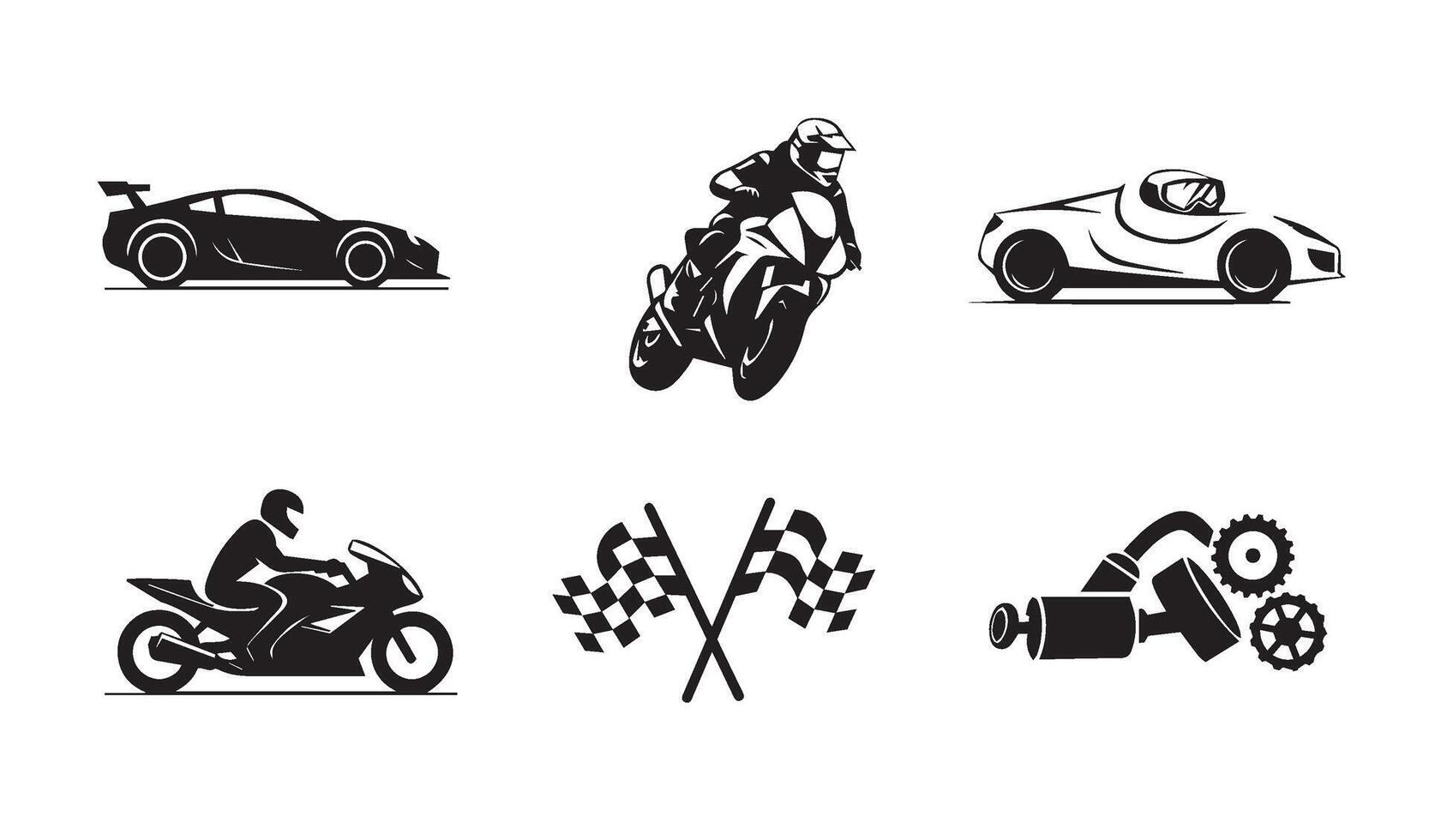 Elegant racing car trophy icons presenting creative design elements for innovative and motorsport-inspired graphic projects vector