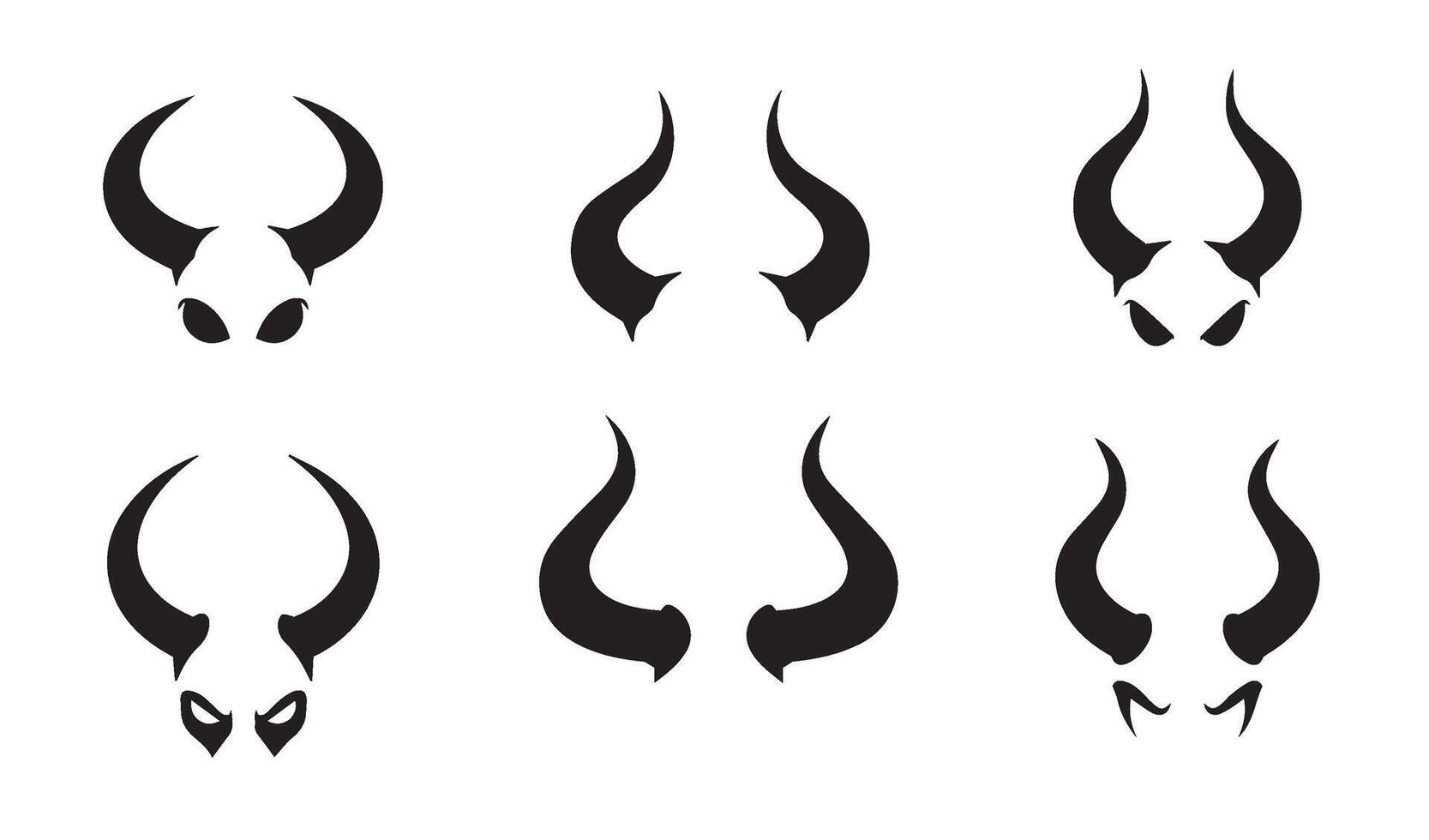 Unique Abstract Horns Silhouette Set designed with artistic and creative flair to suit diverse graphic design needs vector
