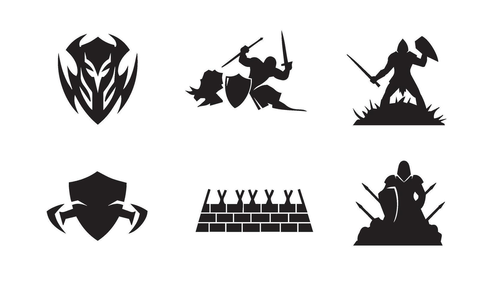 Bold Medieval Warrior Icon showcasing artistic castle and dragon patterns vector